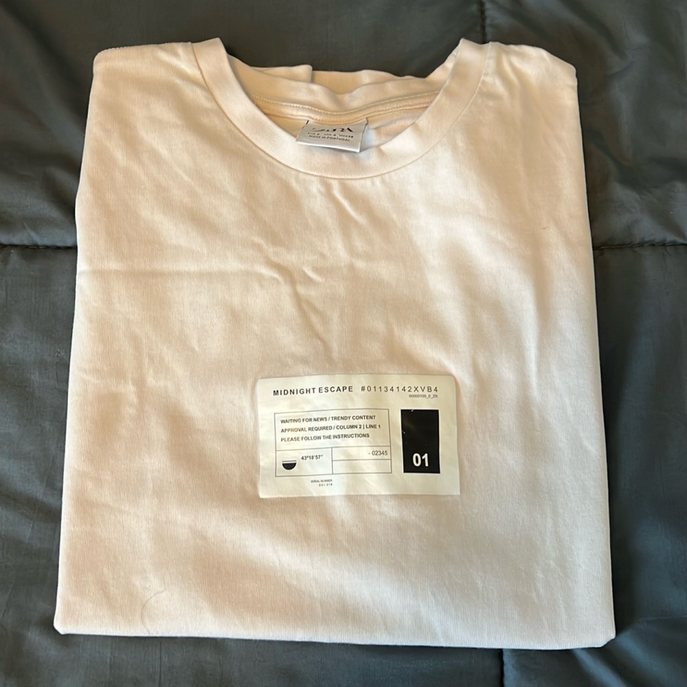 Zara Basic Tshirt Graphic Print Pink Size Small - image 1